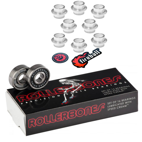 16 Pack 8mm Bearings With Dragon Self Centering Spacers For Inline Skates box set with visible spacers and stickers