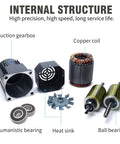 DUZFOREI 90W AC110V gear reducer motor exploded view showing housing, heat sink, copper coil, bearings