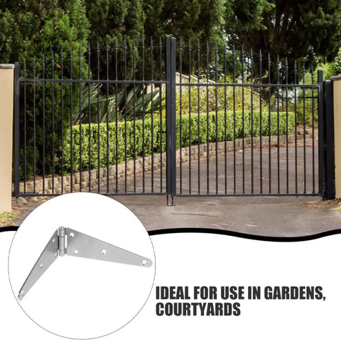 Heavy Duty 5 Inch Gate Strap Hinges Galvanized Iron 2 Piece Set With Installation Screws For Outdoor Doors Garages Courtyards