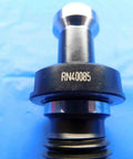 Cat 50 Coolant Thru Retention Knobs Plus Pull Stud Hardware with RN40085 marking, showcasing a sharp 45-degree angle.