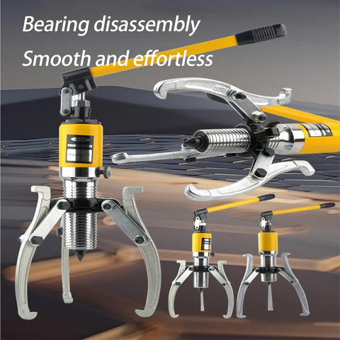 Heavy Duty Hydraulic Bearing Puller With 10 Ton Capacity For Knuckle Saver Auto Repair, featuring smooth action jaws and a hydraulic mechanism.