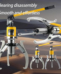 10 Ton Hydraulic Gear Bearing Puller With Two Or Three Jaws, featuring hydraulic ram and interchangeable jaws for auto repair.