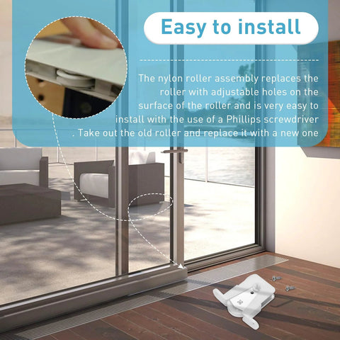 Sliding Screen Door Roller Replacement Kit For Older Andersen Systems Part 1274104 before 1991 shown with tools by door