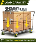 Beefy 4 Inch By 1.5 Inch Heavy Duty Oven Rack Casters Set Of 4 With 2800 Lbs Capacity shown supporting multiple boxes