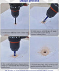 Geuoaoa 7-piece diamond drill bit set for tile; blue bit drills starter hole in ceramic surface.