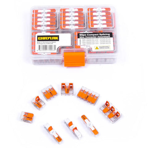 DIY Ready Wire Connectors Set In Sturdy Case With 221 Series Inline Splice 12 AWG Kit Includes 221-2401, 221-412, 221-413, 221-415