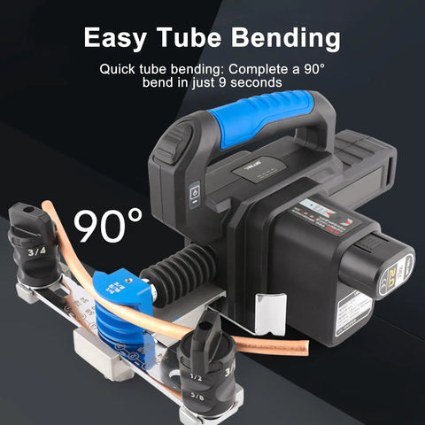 Hassle Free Automatic Copper Tube Bending Machine, handheld bender with 90° bend feature, copper tubing included.