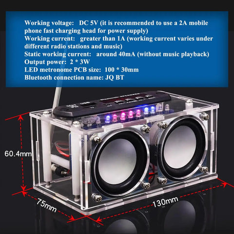 Radio DIY Soldering Kit Dope For Advanced Audio Projects With Transparent Acrylic Speaker Shell High Power Speaker