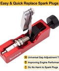 Spark Plug Gap Tool With 32 Blade Steel Feeler Gauge For Most 10mm 12mm 14mm 16mm Thread Spark Plugs Gapping Tool Red