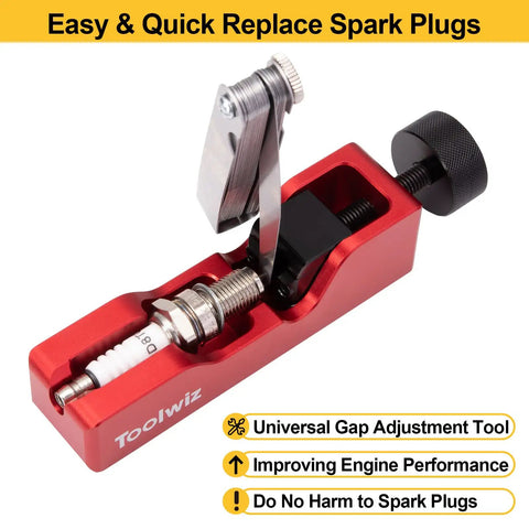 Spark Plug Gap Tool With 32 Blade Steel Feeler Gauge For Most 10mm 12mm 14mm 16mm Thread Spark Plugs Gapping Tool Red