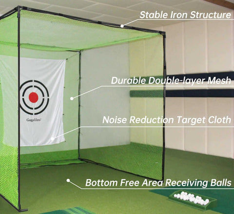 Golf Driving Cage Net 8x8x8 Ft Heavy Duty Steel Frame Enclosure For Real Backyard Full Swing Practice 1-Inch Tubing Tear-Resistant 5-Ply Netting