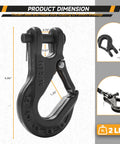 Five Sixteenth Inch Safety Steel Latch Winch Clevis Slip Hook With 14,000 Lbs Working Load Limit, dimensions shown
