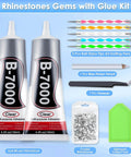 Clear B7000 Glue Rhinestone Tool Kit For Crafts And Jewelry Making With Two 130Ml Bottles Of Glue Dotting Pens Tweezers