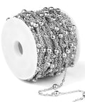 33ft 2mm Stainless Steel Satellite Bead Chain Roll Bulk For Jewelry Making, 304 stainless steel chain spool with 4mm beads