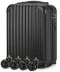 Underseat Carry On Luggage 18x14x8 Inches Hardside With TSA Lock USB Port Lightweight Removable Silent Wheels Black Travel Bag For Easy Spirit And Frontier Flights with detached wheels