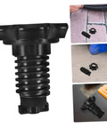 Beefed-Up Spare Tire Hold Down Bolt Kit For Cars showing durable black plastic bolt with clamp montage and installation view