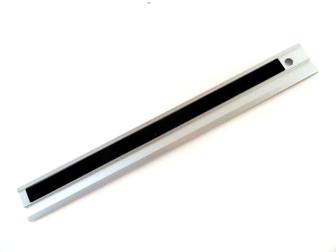 24 Inch Extruded Aluminum Cutting Rule Ruler Gauge With Non Slip Rubber Backing Pro Grade Handyman Friendly One Sixteenth Inch Graduations Hanging Hole Durable Precision Tool For Carpentry Metalworking And DIY Projects, angled view