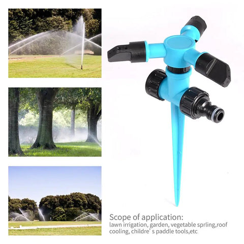 360 Degree Rotating Lawn Sprinkler For Large Area Coverage With Adjustable Spray Directions Direct Or 45 Degrees in action