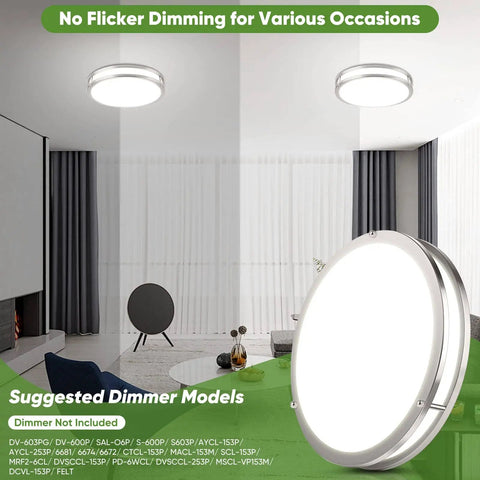 Super Bright 36W LED Ceiling Lights 3600 Lumens Dimmable Flush Mount Fixtures 13 Inch Ceiling Lamps in room view