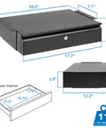 Heavy Duty Steel Under Desk Drawer With Key Lock And Smooth Glide Tracks For Secure Private Slide Out Table Storage Organizer, dimensions 20.2x12.2x4.3 inches.