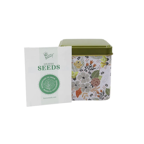 Herbal Tea Garden Starter Kit With Lavender Chamomile And Lemon Balm Seeds In 3 Square Tin Planters
