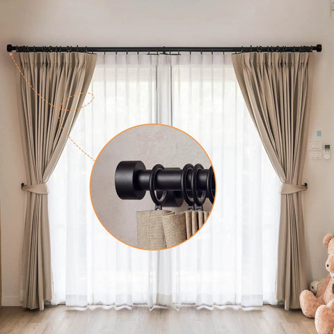 Four Pack Black Curtain Rod Finials End Caps For Seven Eighths And One Inch Curtain Rods Fits Quarter Twenty Threaded Ends on mounted drape rod
