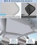 EPLTION white sunshade roof for Tesla Model 3; 2-in-1 front dot-matrix silver layer, back textile layer.