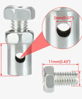Close-up of metal bolt with dimensions for Go Kart Brake And Throttle Pedal Kit With 71 Inch Throttle Cable Replacement For Predator 212cc And 196cc Karts