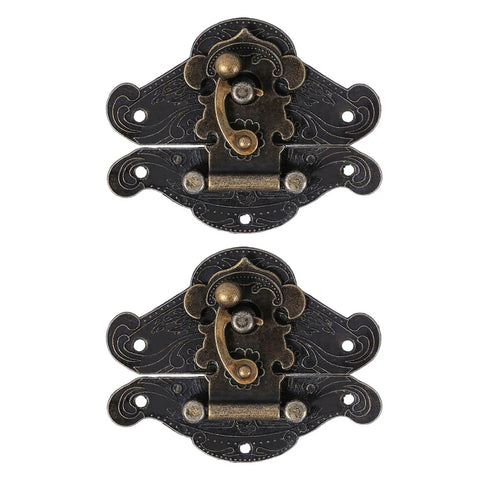 Vintage Zinc Alloy Buckle Latch 2 Piece Hasp Hardware For Jewelry Box Chest And Suitcase Rustproof Bronze Finish
