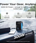 Trail 300 DC Power Bank Station 288Wh Portable Solar Generator For Camping And Travel with speaker and gear on rock