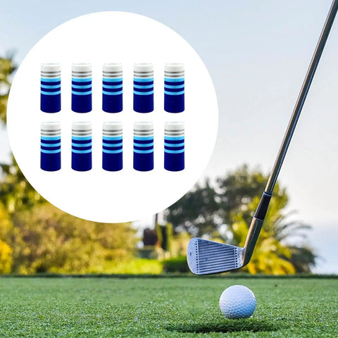 Set Of 10 Tapered Ferrules For Golf Club Shaft Repair And Upgrade, Pro Grade Iron Ferrules shown with golf club on course