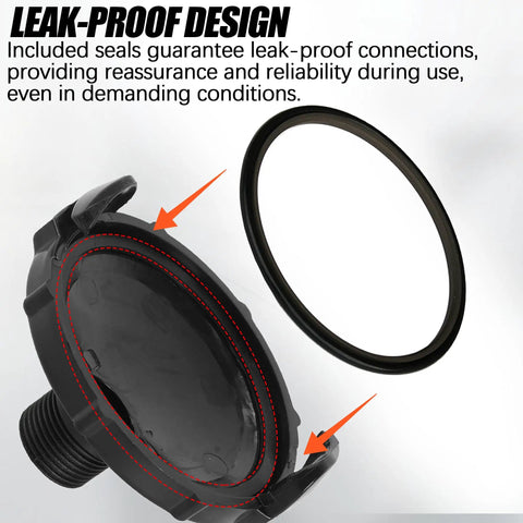 2 Pack Black Waste Valve Cap With Bayonet Hook For Secure Attachment, 3 Inch Cap Size With Capped Three Quarter Inch GHT RV Sewer Cap