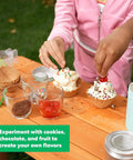 Child making ice cream cones from Science Of Cooking Ice Cream Kit For Kids: DIY Hands On Kitchen Chemistry Project