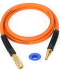 Top Shelf Hybrid Air Compressor Hose 3/8 X 6 Foot Lead In Line Heavy Duty lightweight orange with brass couplers