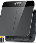 Digital Bathroom Scale With 450 Lb Capacity, 0.05 Lb Accuracy, showing LED display and durable base, includes batteries.