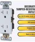 20 Amp Tamper Resistant Outlet 125V Decorator Duplex Receptacle 10 Pack White Commercial Grade UL Listed