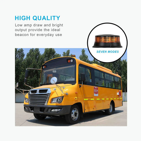 Rock Solid Amber LED Beacon Strobe Light With Killer Visibility For Emergency Hazard Warning And Roof Mount Flashing Alert Lamp IP67 Waterproof Heavy Duty High Output Crystal Reflector