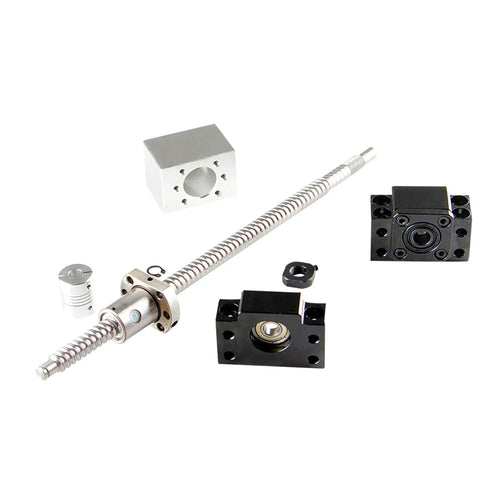 Ball Screw SFU RM1605 400mm Anti Backlash Kit with Ball Nut Housing, End Supports BK12 BF12, and Coupler for CNC Machines.