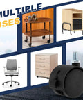2-Inch Swivel Stem Caster Wheels Set shown with furniture like carts and chairs, highlighting multiple uses.