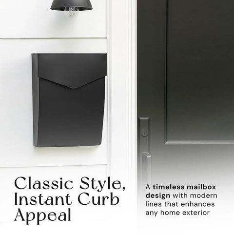 Heavy Duty Outdoor Wall Mount Mailbox Built To Last With Waterproof Rustproof Galvanized Steel installed beside a door
