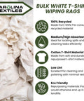 White Cotton Wiping Rags Set Made From Premium T Shirt Material Lint Free Cleaning Cloths For Automotive Detailing Industrial Shop Kitchen Cleaning And General Maintenance 25 Lbs