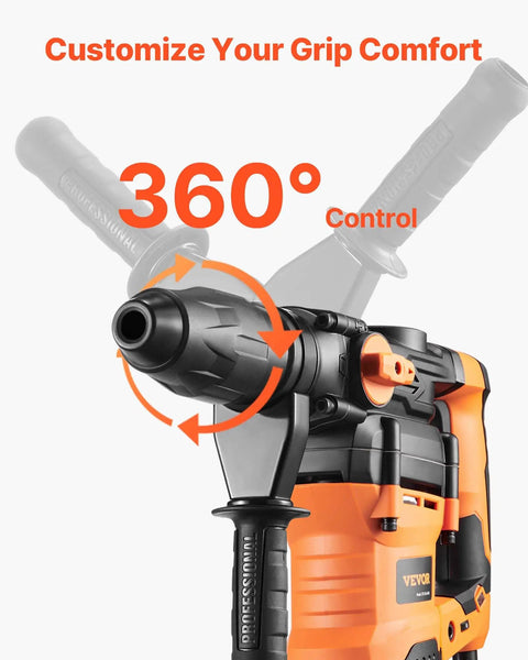 Beefy SDS-Max Rotary Hammer Drill With 1-9/16 Inch Capacity showing 360-degree control handle