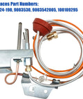 Front view: replacement pilot assembly for natural gas water heater showing copper tubing and metal bracket.