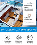 Boat cockpit with Self Adhesive Faux Teak Boat Flooring 48x16.8 Inches With 3M Adhesive Backing Non Slip EVA Foam Decking, brown with black seams.