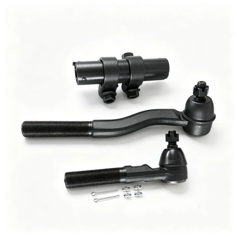 Front Steering Linkage Kit For Jeep Wrangler 2007 To 2016 3.6L 3.8L Includes Drag Link Pitman ES3624 And Right Upper Outer Tie Rod DS300 For Easy Steering Alignment And Front Suspension Upgrade, black steel tie rods