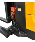 Heavy Duty Fully Electric Wide Leg Pallet Stacker With 3307 Pound Load Capacity And 130 Inch Lift Height power connection detail.