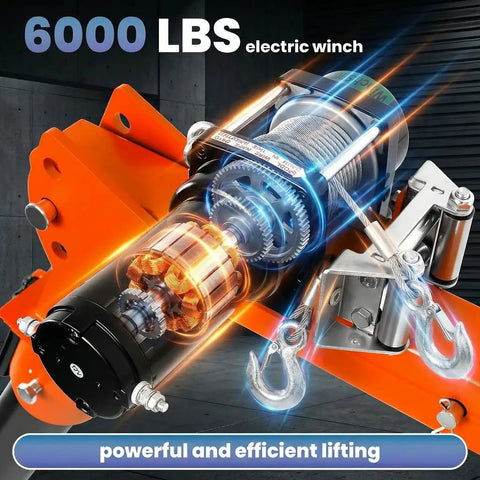 6000 LBS electric winch on Heavy Duty Truck Bed Crane With High Powered Electric Winch And Adjustable Alloy Steel Jib.
