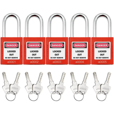 Key Alike Lockout Tagout Padlock Set Of 10 With Identical Keys And Two Keys Per Lock For OSHA Compliant Lockout Tagout Stations