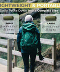 Hiker with backpack on trail, showcasing Ultralight Camping Hammock With Mosquito Net And Rain Fly, Easy Setup, compact size options