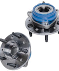 Front Wheel Bearing And Hub Assembly 4 Piece Set With ABS Sensor And CV Spindle Nuts, 5 Lug, Fits Chevy Malibu Classic 1997-2005